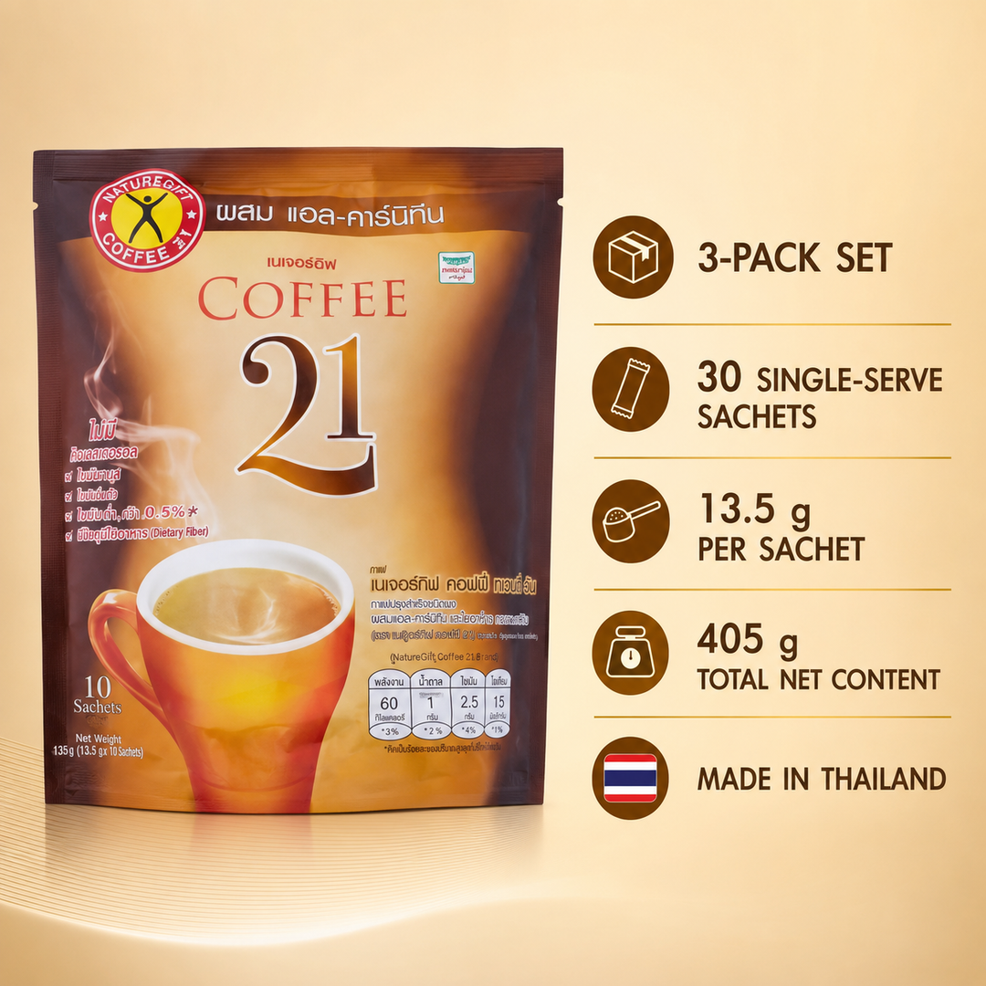 NatureGift Coffee 21 pack details – 30 sachets and 405 g total net content