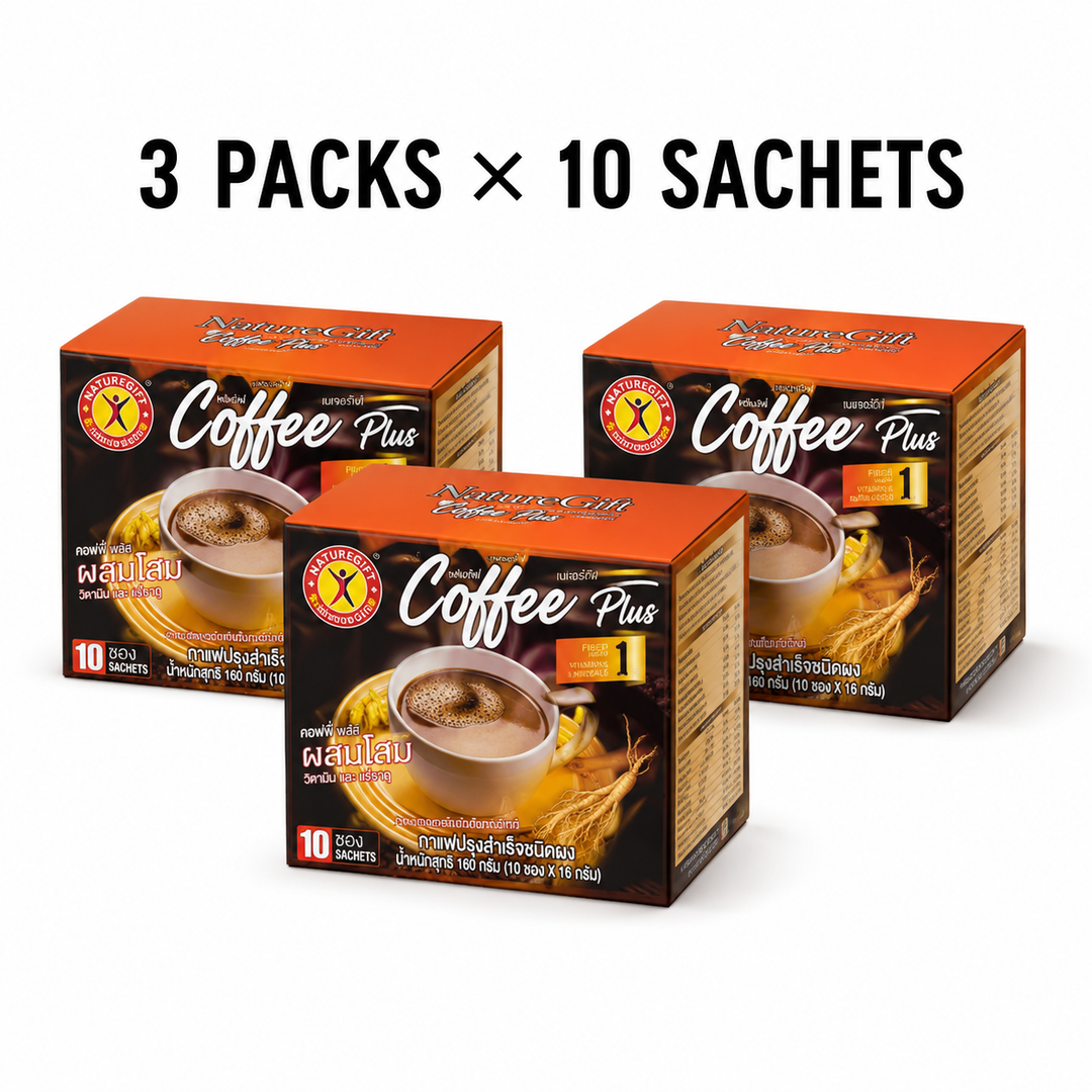 NatureGift Coffee Plus – three packs of 10 instant coffee sachets