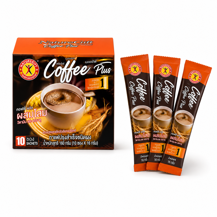 NatureGift Coffee Plus box with individually wrapped instant coffee sachets