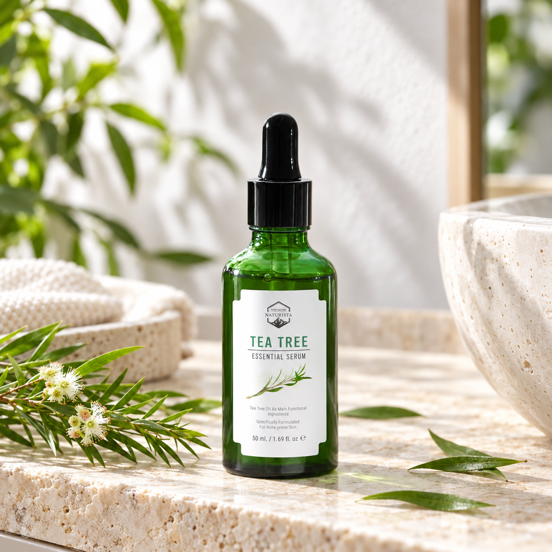 Naturista tea tree essential serum 50ml — product lifestyle photograph