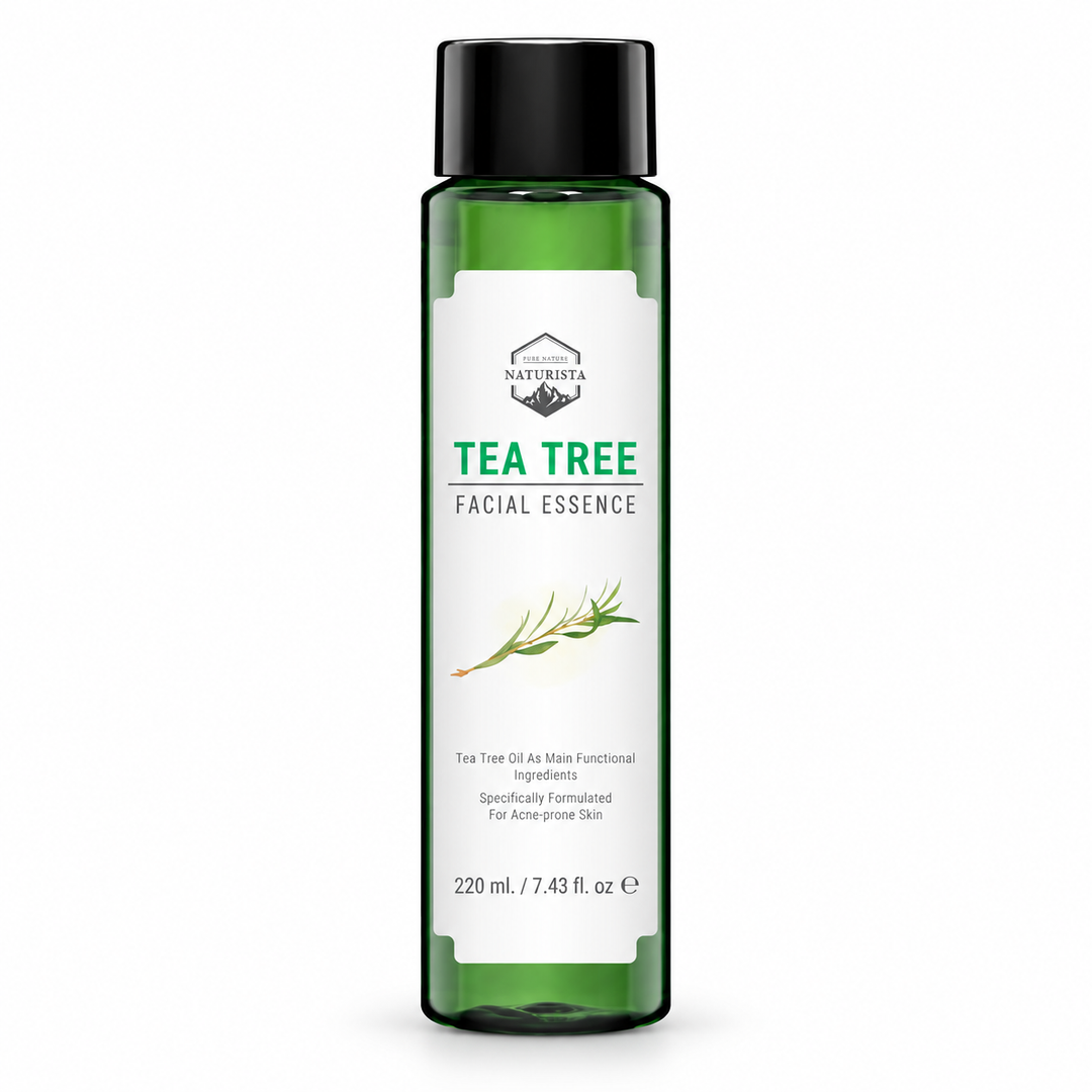 Naturista tea tree facial essence 220ml — complete product contents on white background