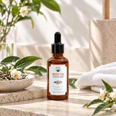 Naturista white tea essential serum 50ml — product lifestyle photograph