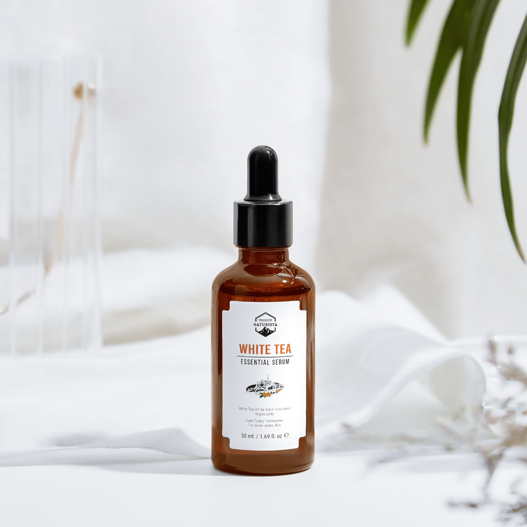 Naturista white tea essential serum 50ml — product lifestyle photograph