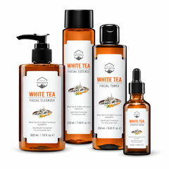Naturista white tea special set — complete product contents on white background