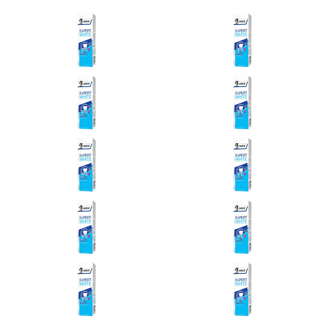 Darlie Expert White Toothpaste 120 g | 10 Packs — 10 identical retail packages on a white background