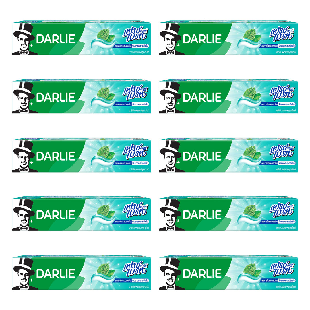 Darlie Fresh & Bright Toothpaste 140 g | 10 Packs — 10 identical retail packages on a white background