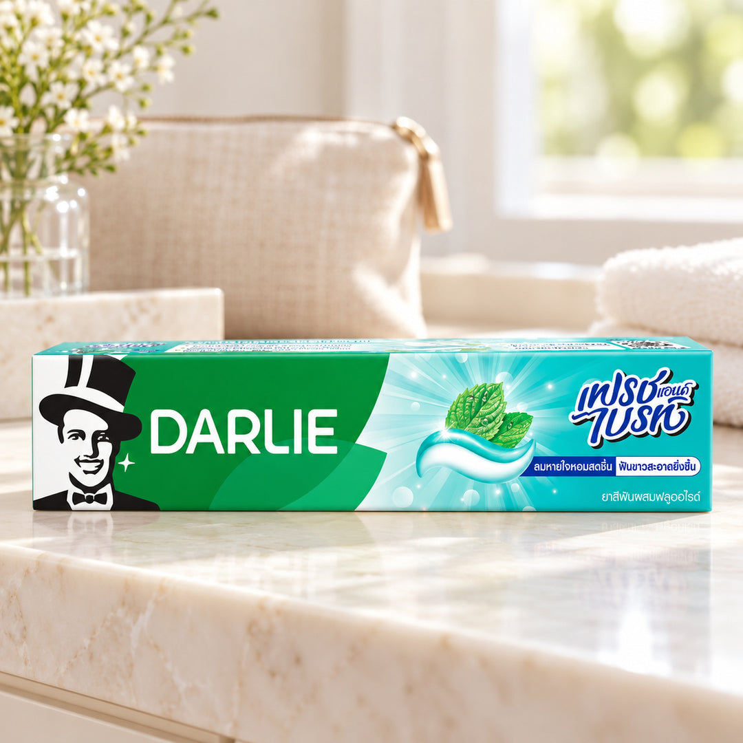 Darlie Fresh & Bright Toothpaste 140 g — one individual retail unit in a bathroom setting; props not included