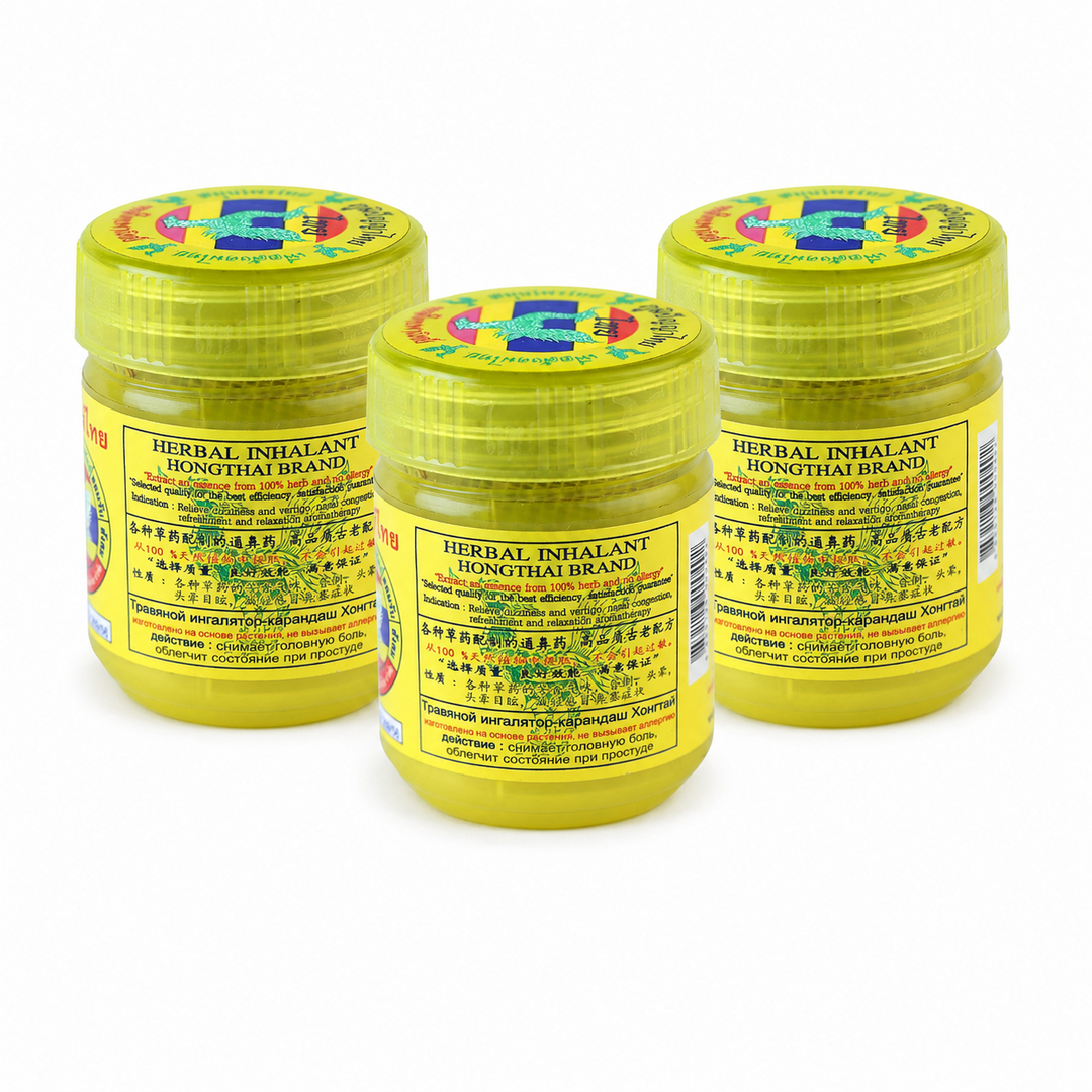 Original Hong Thai Formula 1 Yellow herbal inhaler – pack of 3 × 25 g