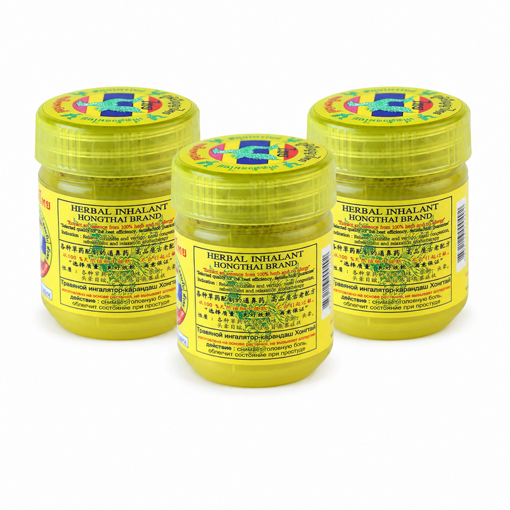 Original Hong Thai Formula 1 Yellow herbal inhaler – pack of 3 × 25 g