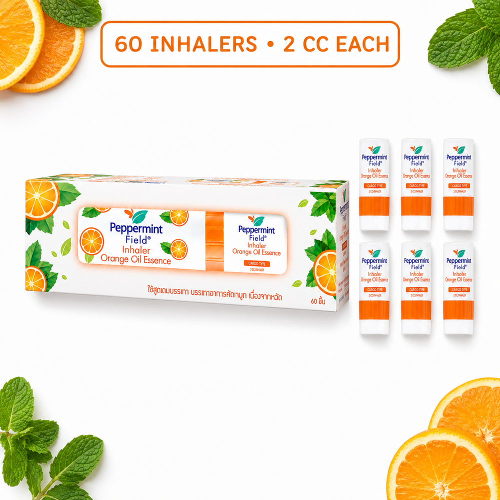 Peppermint Field Orange Oil Essence 60-piece box and six representative inhalers