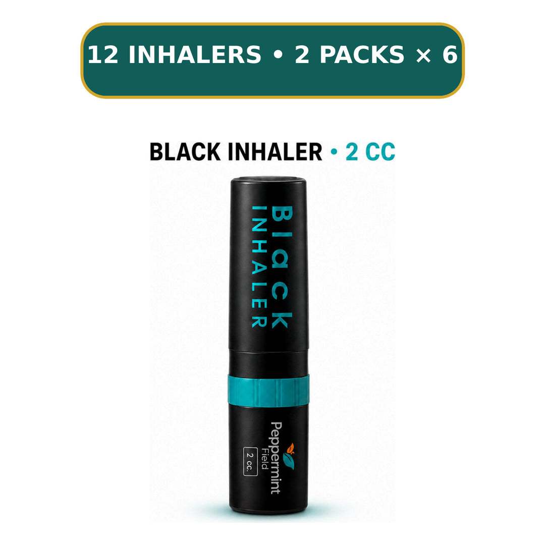 Peppermint Field Black inhaler, 12 inhalers in 2 packs of 6