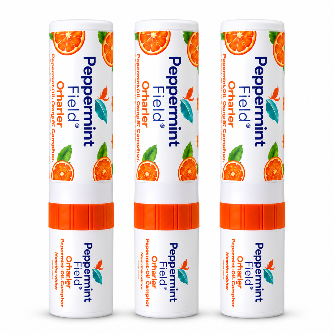 Peppermint Field Orange Oil Inhaler — 3 × 2 ml — exact quantity on white