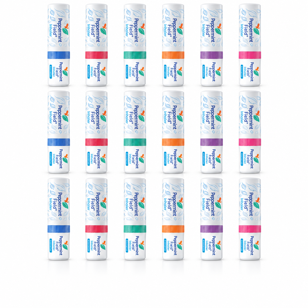 Peppermint Field Original Aromatic Inhaler — 12 × 2 ml — exact quantity on white