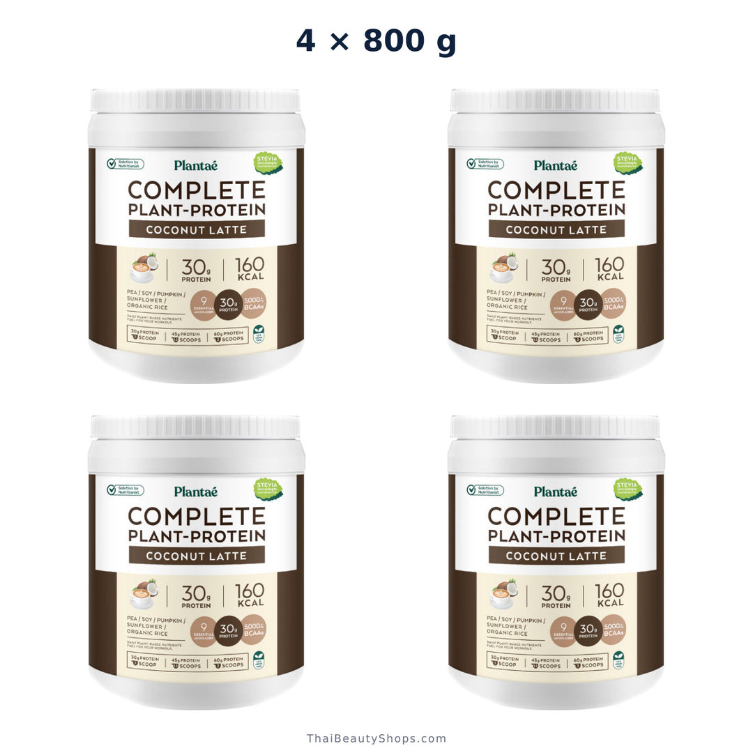 plantae complete plant protein coconut latte 800 g tub x4