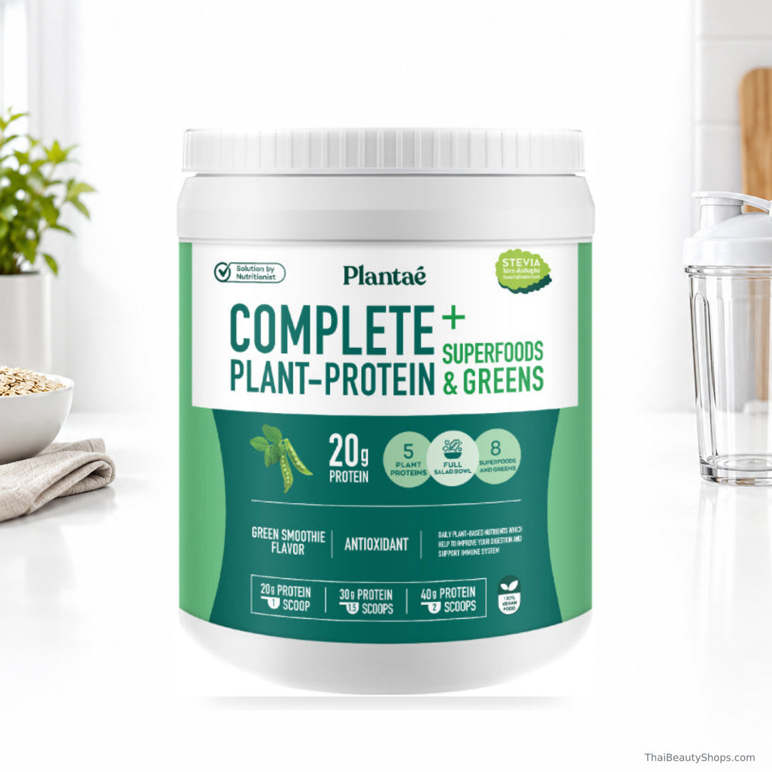 plantae complete plant protein green smoothie 800 g tub lifestyle 1