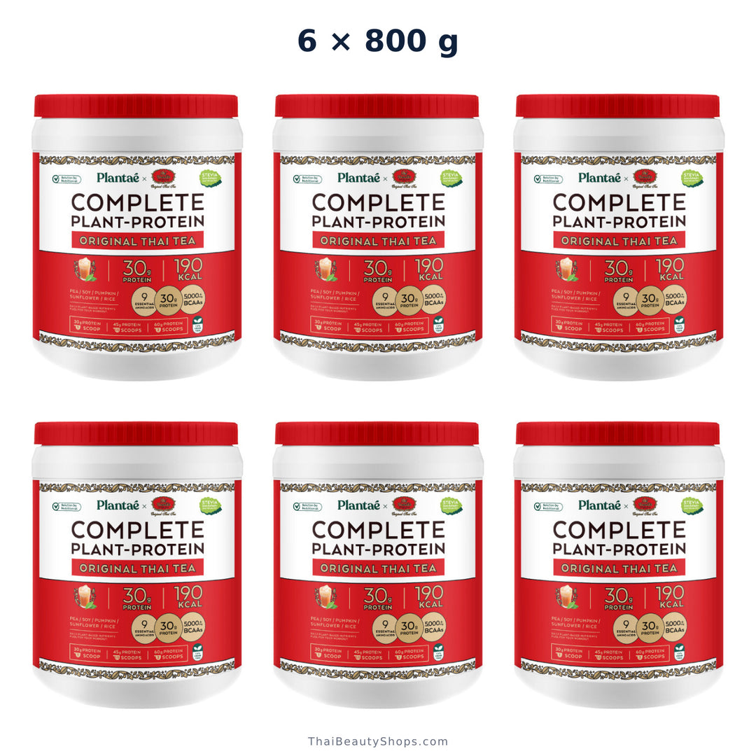 plantae complete plant protein original thai tea 800 g tub x6