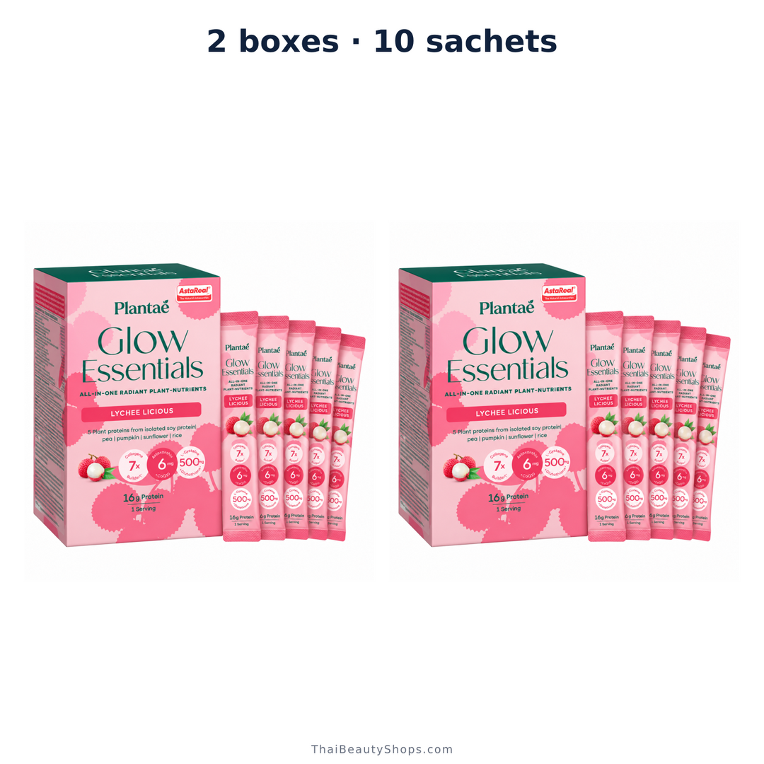 plantae glow essentials lychee licious 5 sachets per box packs of 2 4 or 6 x2