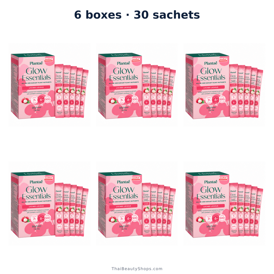 plantae glow essentials lychee licious 5 sachets per box packs of 2 4 or 6 x6