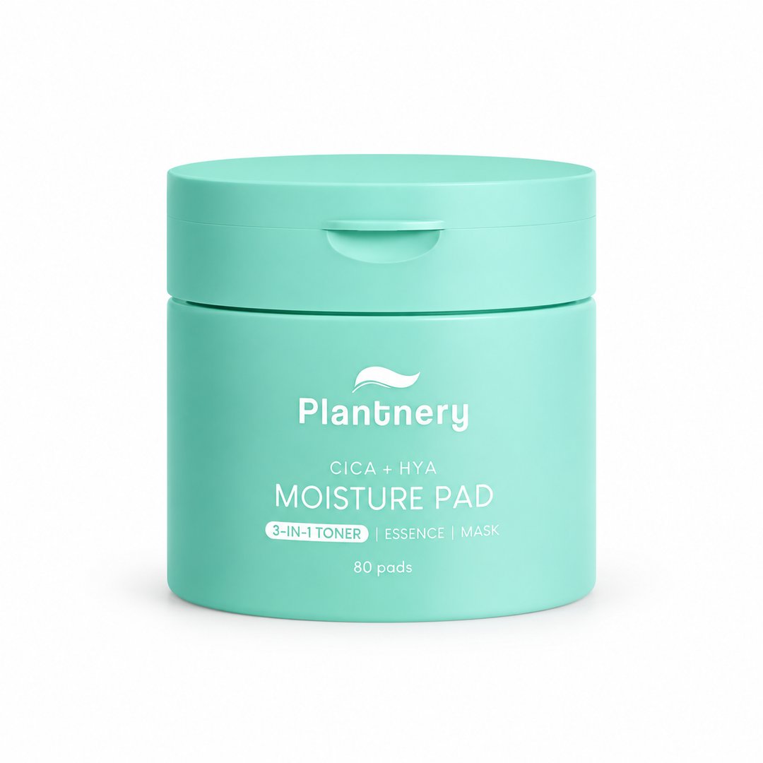 Plantnery Cica + Hyaluronic Moisture Toner Pads 80 Pads 160 ml on white background