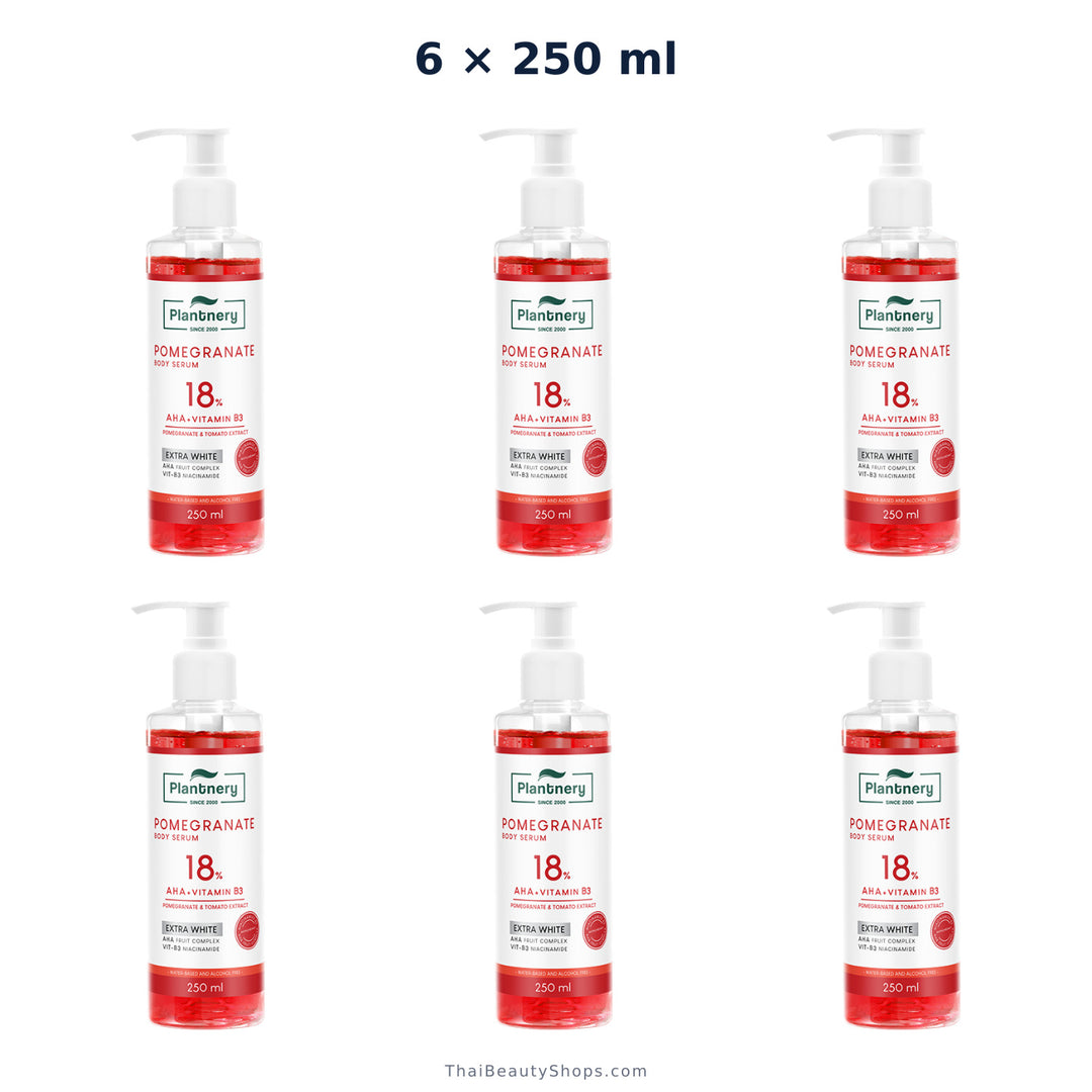 plantnery pomegranate aha extra white red body serum 250 ml x6
