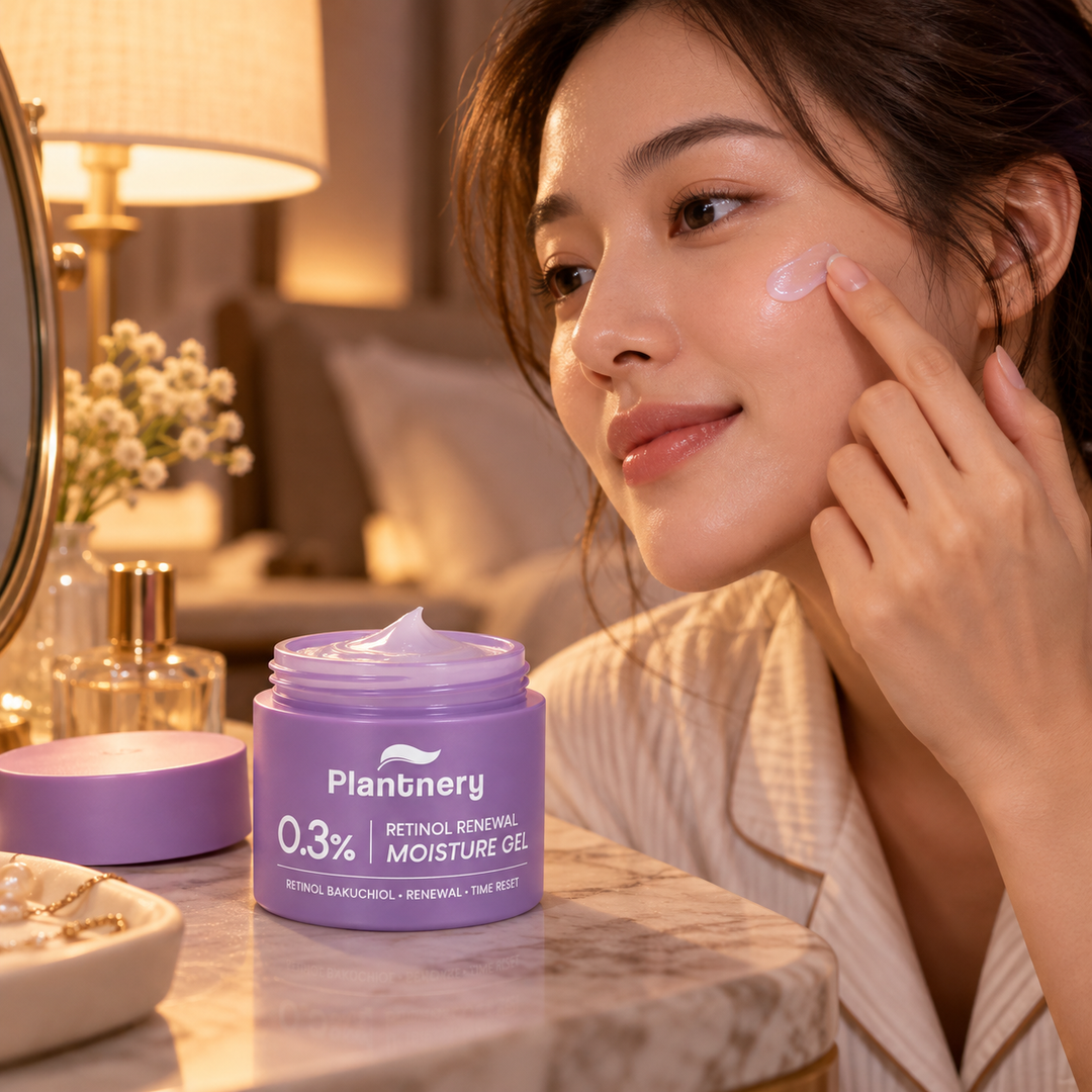 Plantnery Bakuchiol Retinol Skin Renewal Moisture Gel lifestyle scene