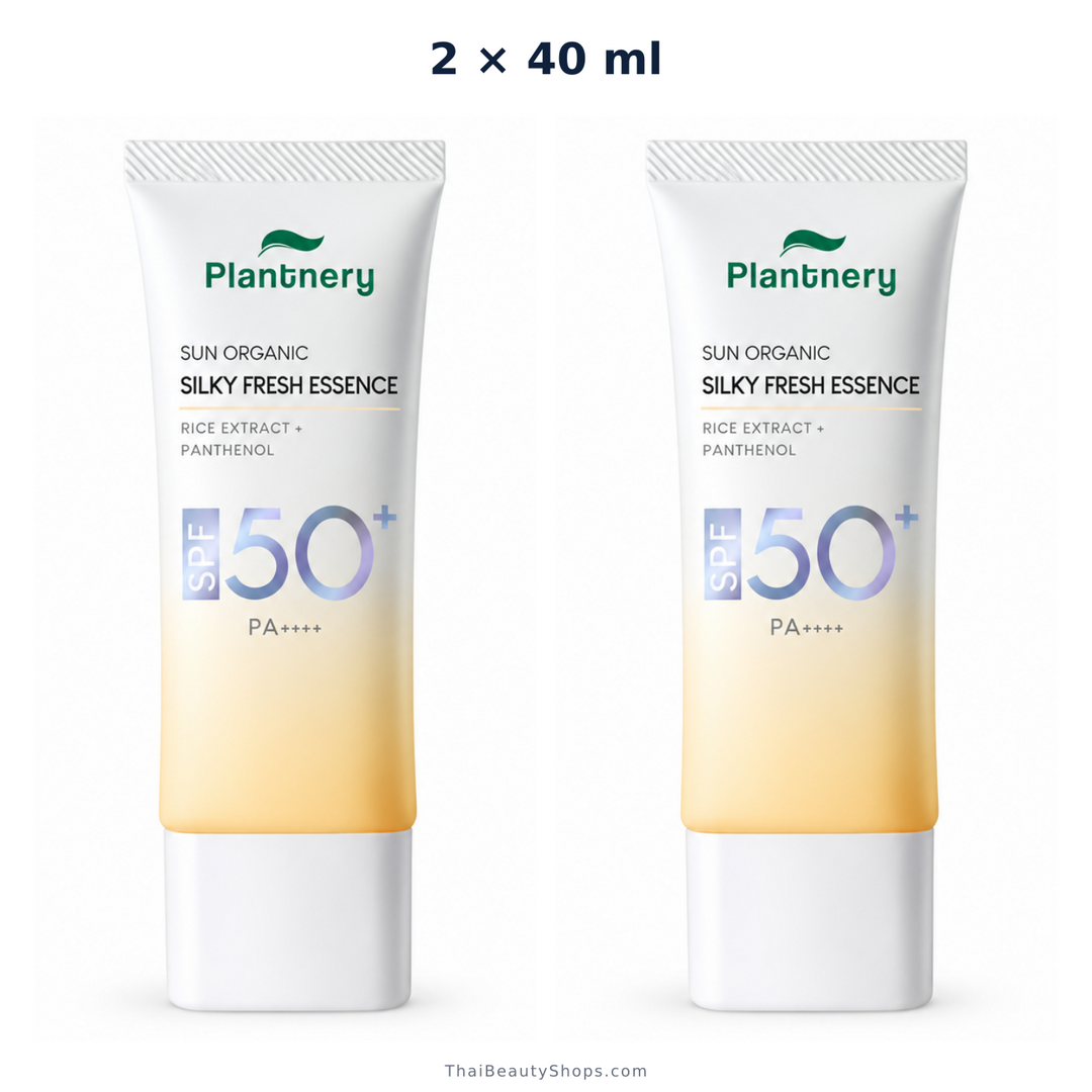 plantnery sun organic silky fresh essence sunscreen spf50 pa 40 ml x2