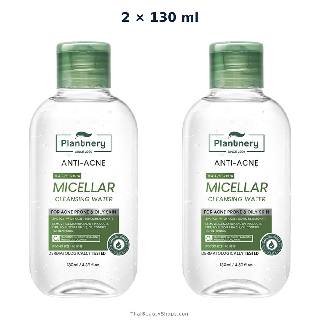 plantnery tea tree acne micellar cleansing water 130 ml x2