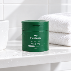 Plantnery Tea Tree + BHA Toner Pads on spa shelf