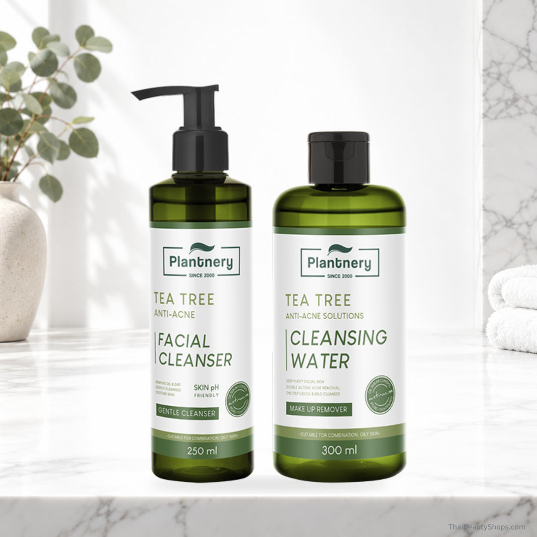 plantnery tea tree double cleansing set cleanser 250 ml cleansing water 300 ml lifestyle 1