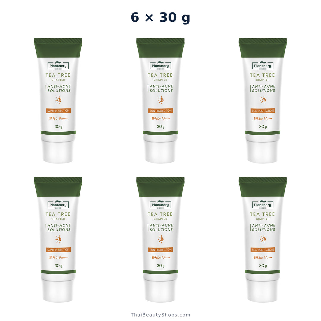 plantnery tea tree sunscreen acne oil control spf50 pa 30 g x6