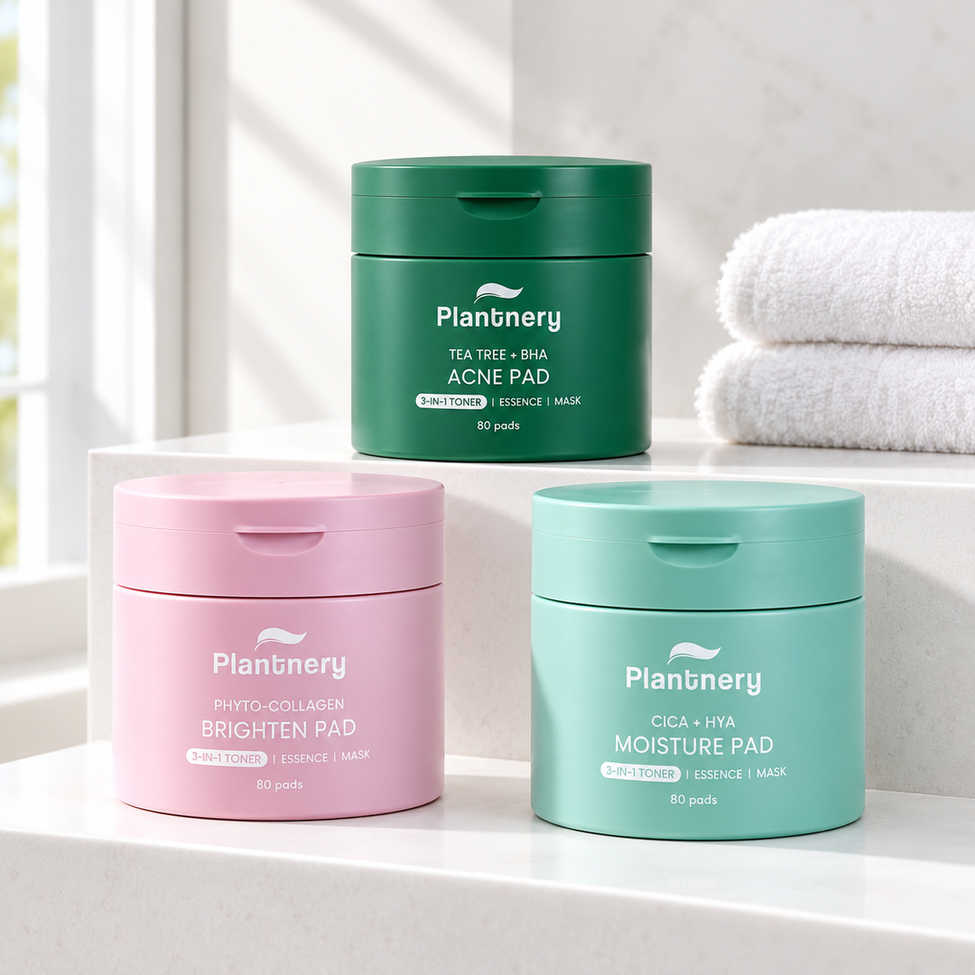 Plantnery Toner Pad Trio Set on spa shelves