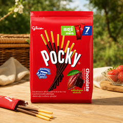 Glico Pocky Chocolate Family Pack at a picnic