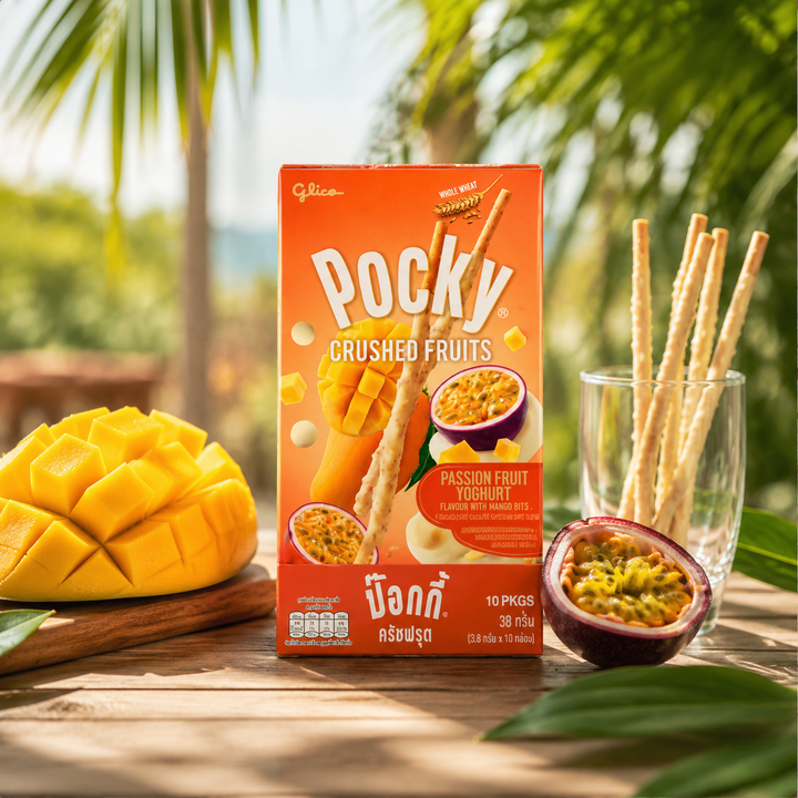 Glico Pocky Crushed Fruits Mango Passion Fruit – serving suggestion