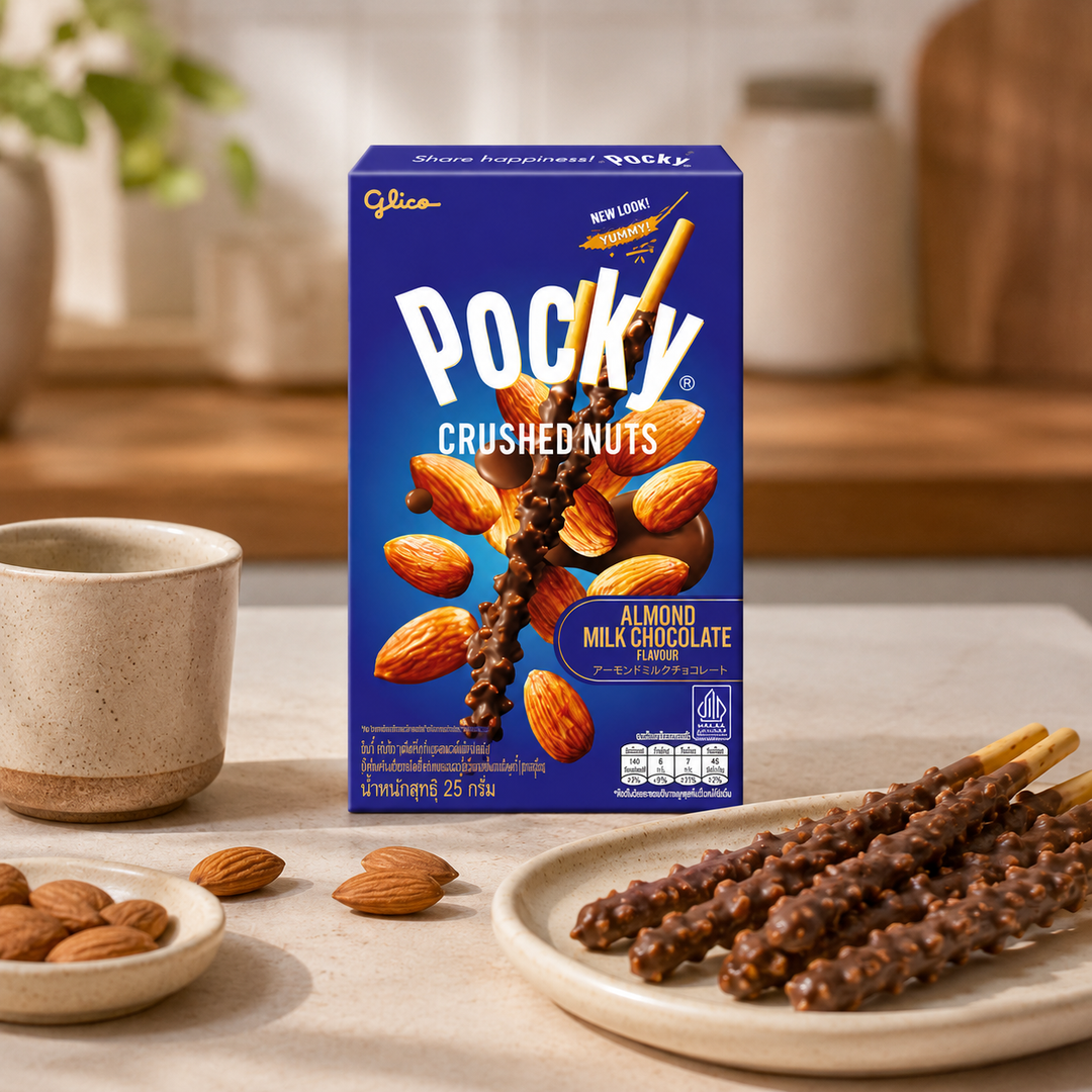Glico Pocky Crushed Nuts Almond Milk Chocolate – serving suggestion