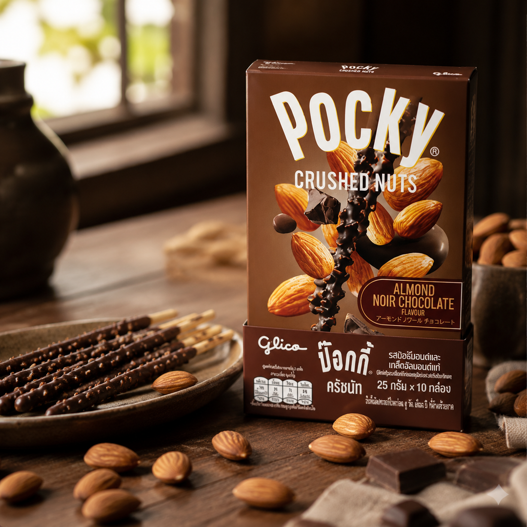 Glico Pocky Crushed Nuts Almond Noir Chocolate – serving suggestion