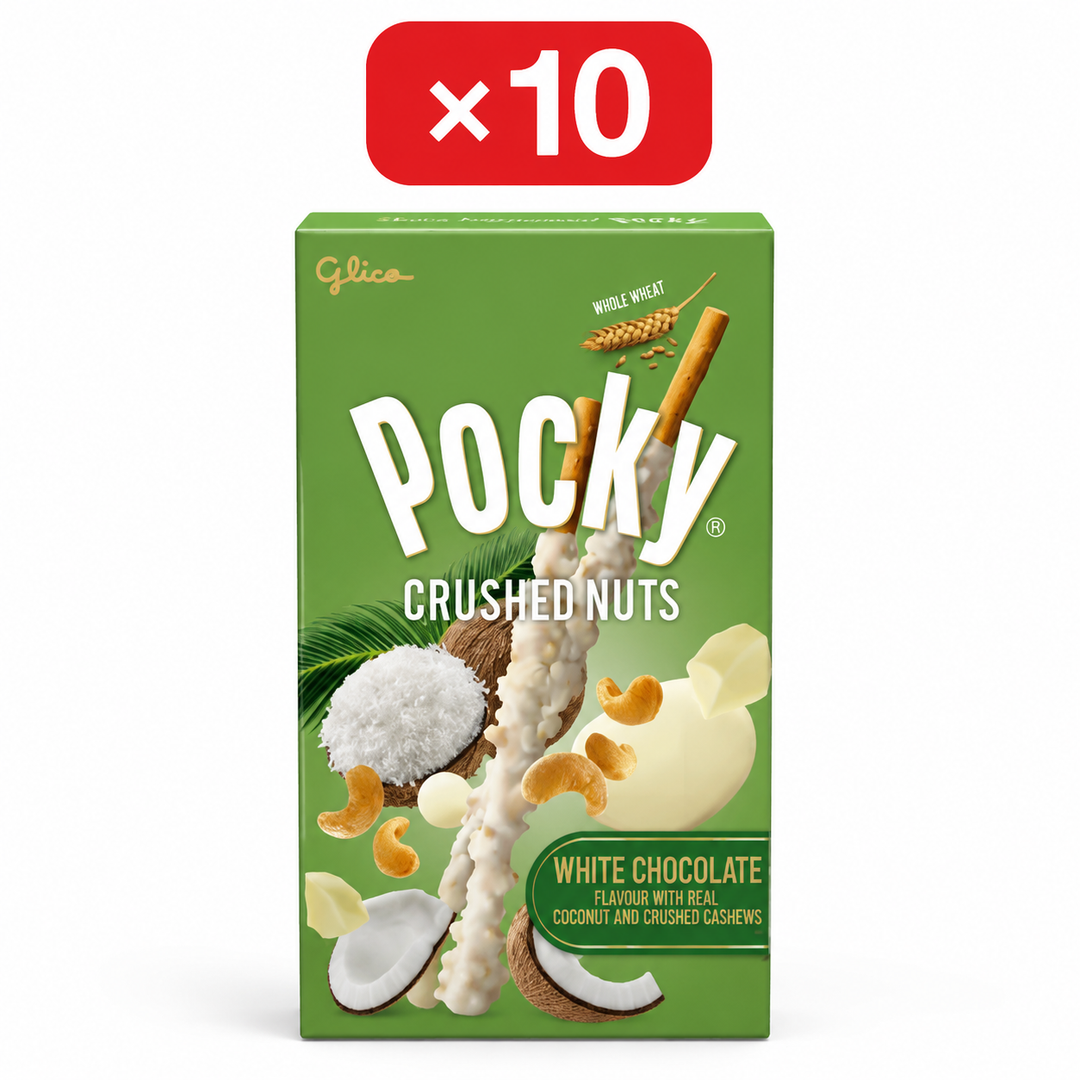 Glico Pocky Crushed Nuts White Chocolate Coconut and Cashews 10 x 25 g – pack