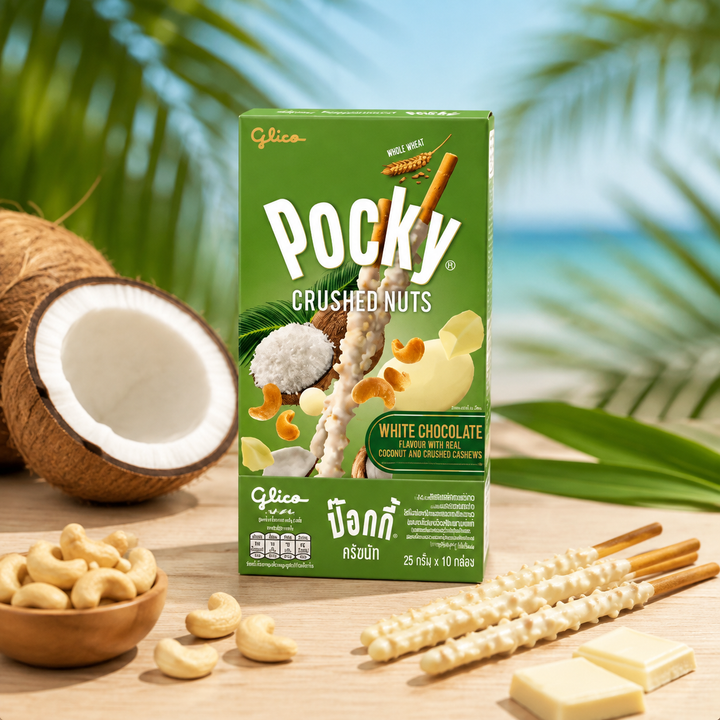 Glico Pocky Crushed Nuts Coconut and Cashews – serving suggestion
