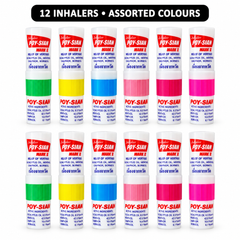 Twelve Poy-Sian Mark II inhalers in assorted cap colours