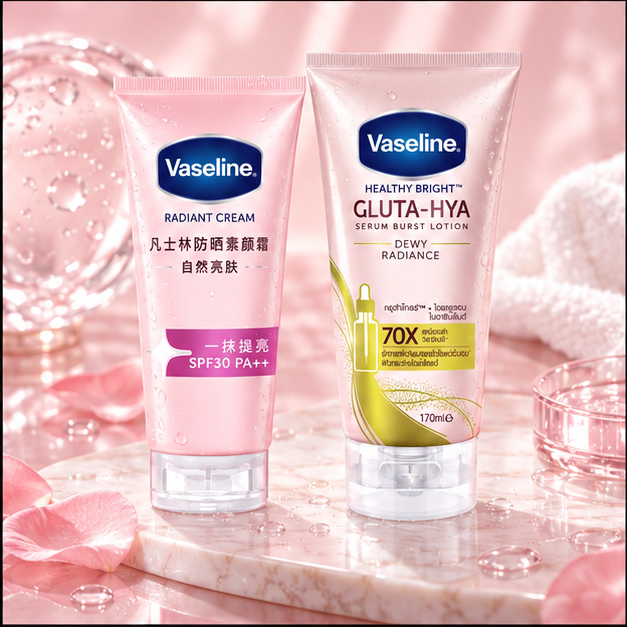 Vaseline Radiant Sun Tone Up 150 g + Gluta-Hya Dewy Radiance 170 ml Duo – detail image