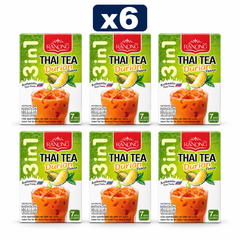 Ranong Tea Durian Thai Tea Mix 140 g — Pack of 6, exactly 6 original retail packs on white