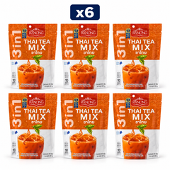 Ranong Tea 3-in-1 Thai Tea Mix 200 g — Pack of 6, exactly 6 original retail packs on white