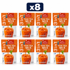 Ranong Tea 3-in-1 Thai Tea Mix 200 g — Pack of 8, exactly 8 original retail packs on white