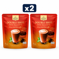 Ranong Double Shot Thai Tea Latte — No Sugar Added 112 g — Pack of 2, exactly 2 original retail packs on white