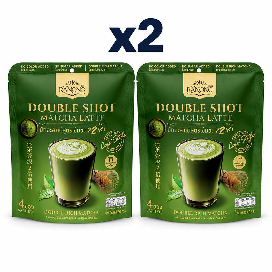 Ranong Tea double shot matcha 80g — 2 sealed retail packs.