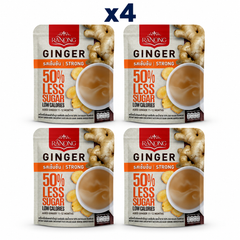 Ranong Tea ginger 50 less sugar strong 100g — 4 sealed retail packs.