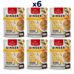 Ranong Tea ginger honey 50 less sugar 100g — 6 sealed retail packs.