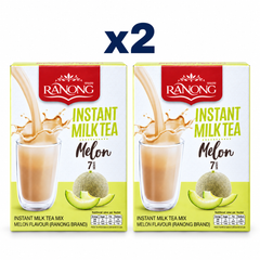 Ranong melon milk tea 140g, pack of 2 original retail packs on white