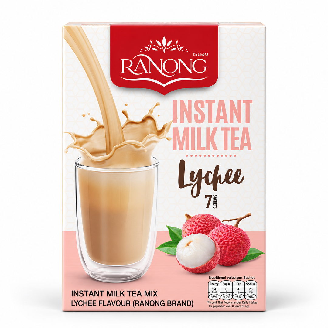 Ranong Tea milk tea lychee 140g — 1 sealed retail pack.