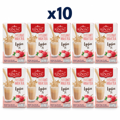 Ranong Tea milk tea lychee 140g — 10 sealed retail packs.