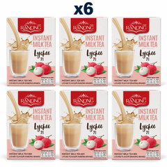Ranong Tea milk tea lychee 140g — 6 sealed retail packs.